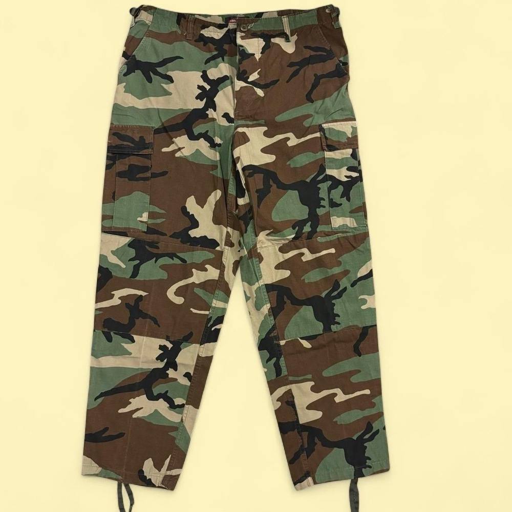 VTG Woodland Camo Cargo Pants Men's Medium Regular 31–35 Ripstop 90s Y2K Grunge